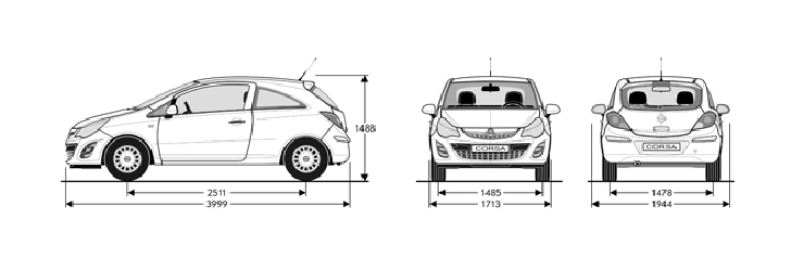 Opel Corsa dimenzije